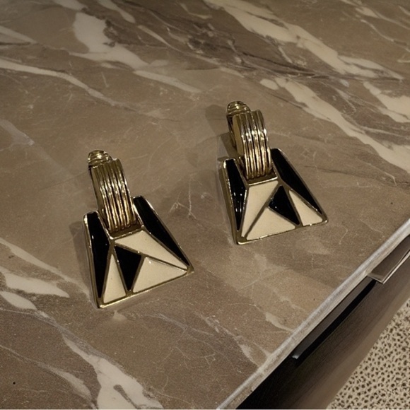 Trifari Jewelry - Trifari vintage Art Deco design clip on earrings, 1980’s era